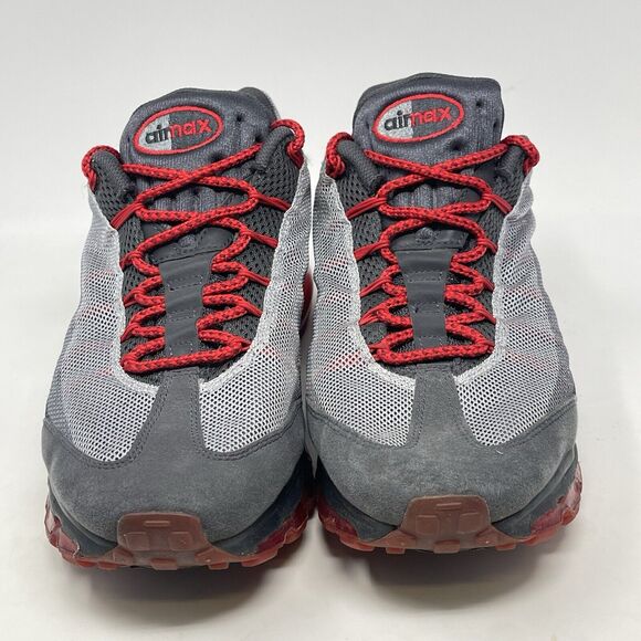 Nike Air Max 95 Dynamic Flywire Shoes Mens 12 Wolf Gray Red Mesh 554715-060 - Picture 6 of 16